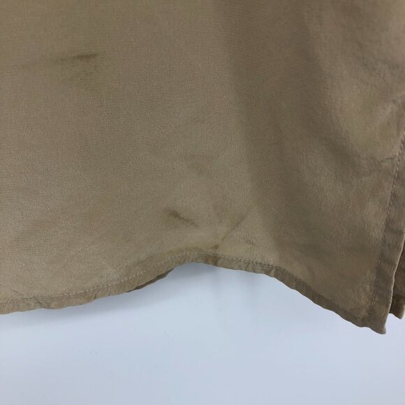 Silk 100% Tan / Khaki  scoop neck layering tank top side slits - Picture 13 of 15